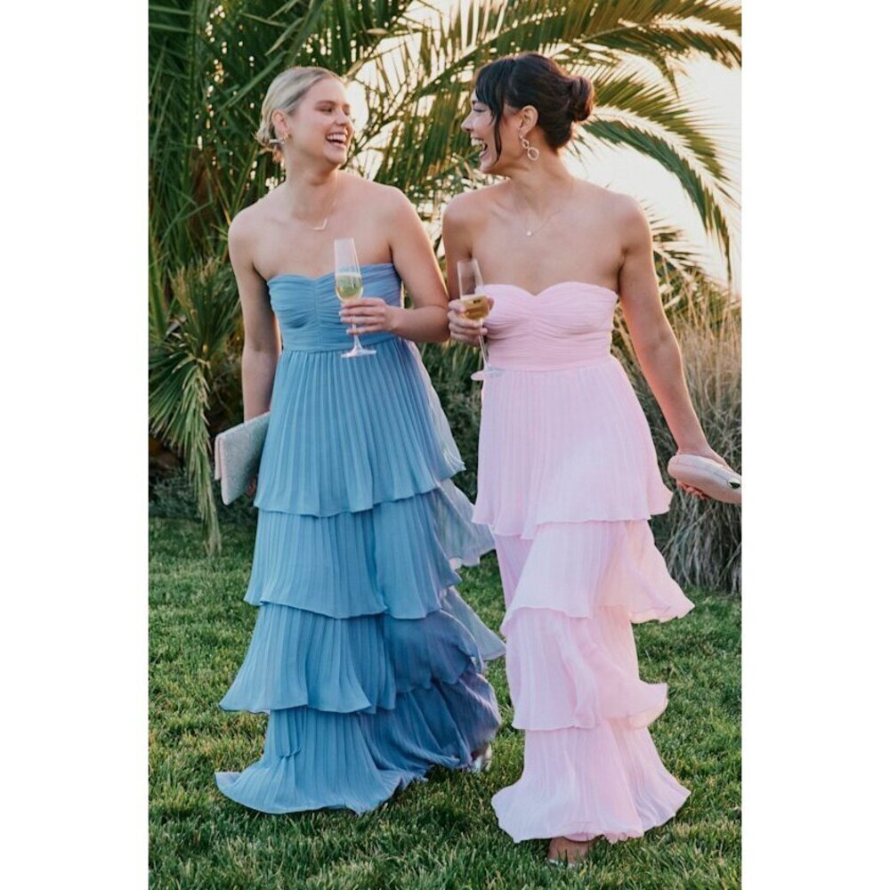 Lulus Seriously Sensational Light Pink Strapless Tiered Maxi Dress - Size XS